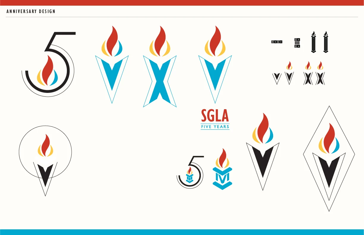 SGLA five-year anniversary identity explorations
