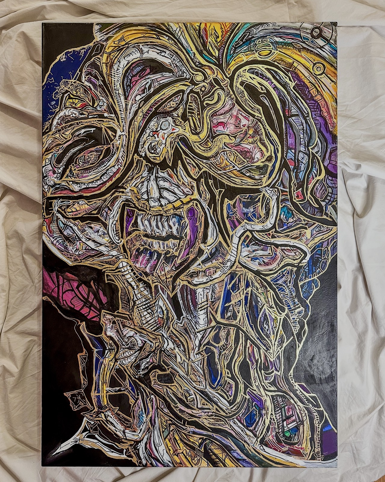 Biomechanical skull · canvas painting
