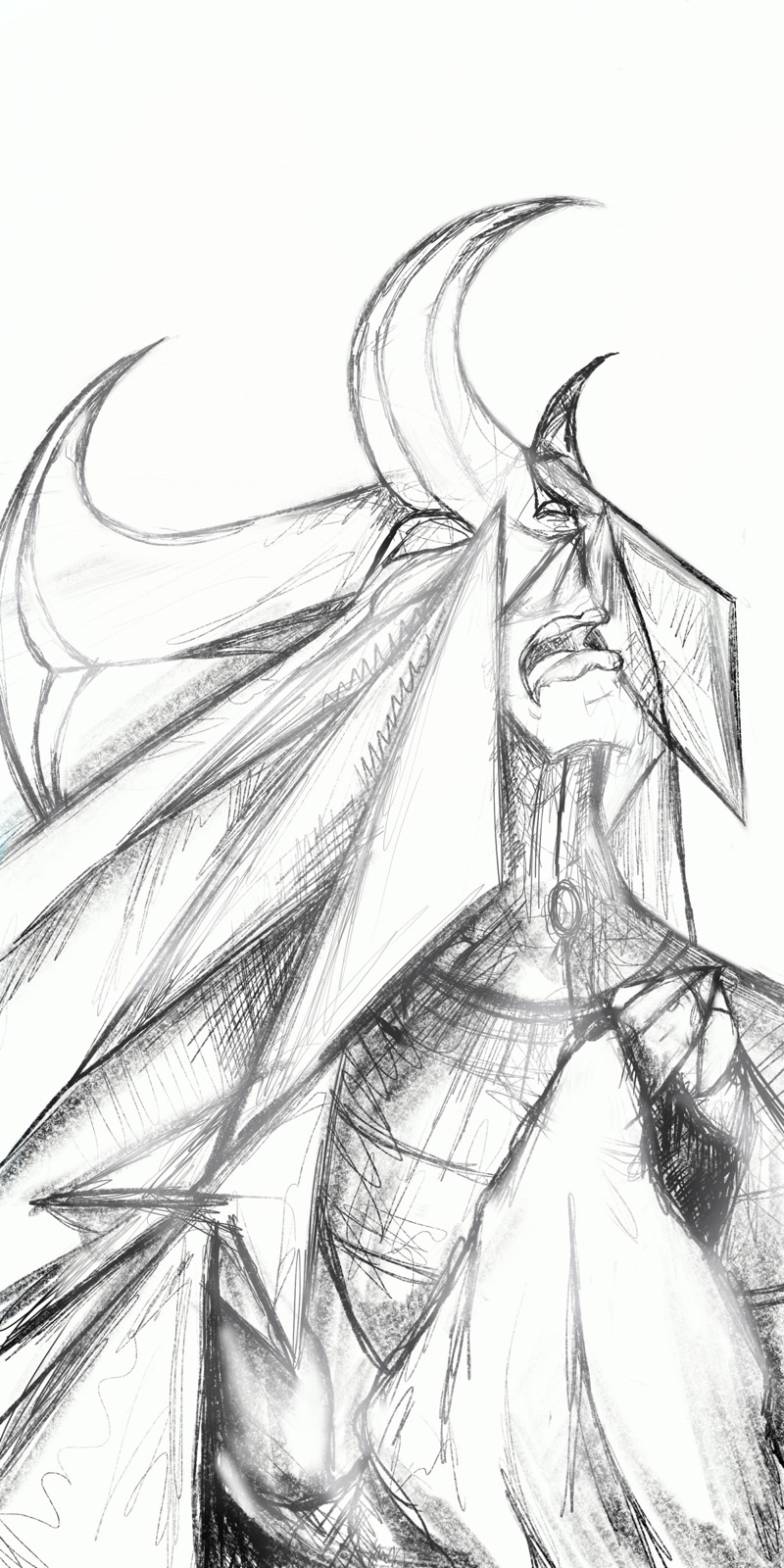 Horned woman · pencil sketch
