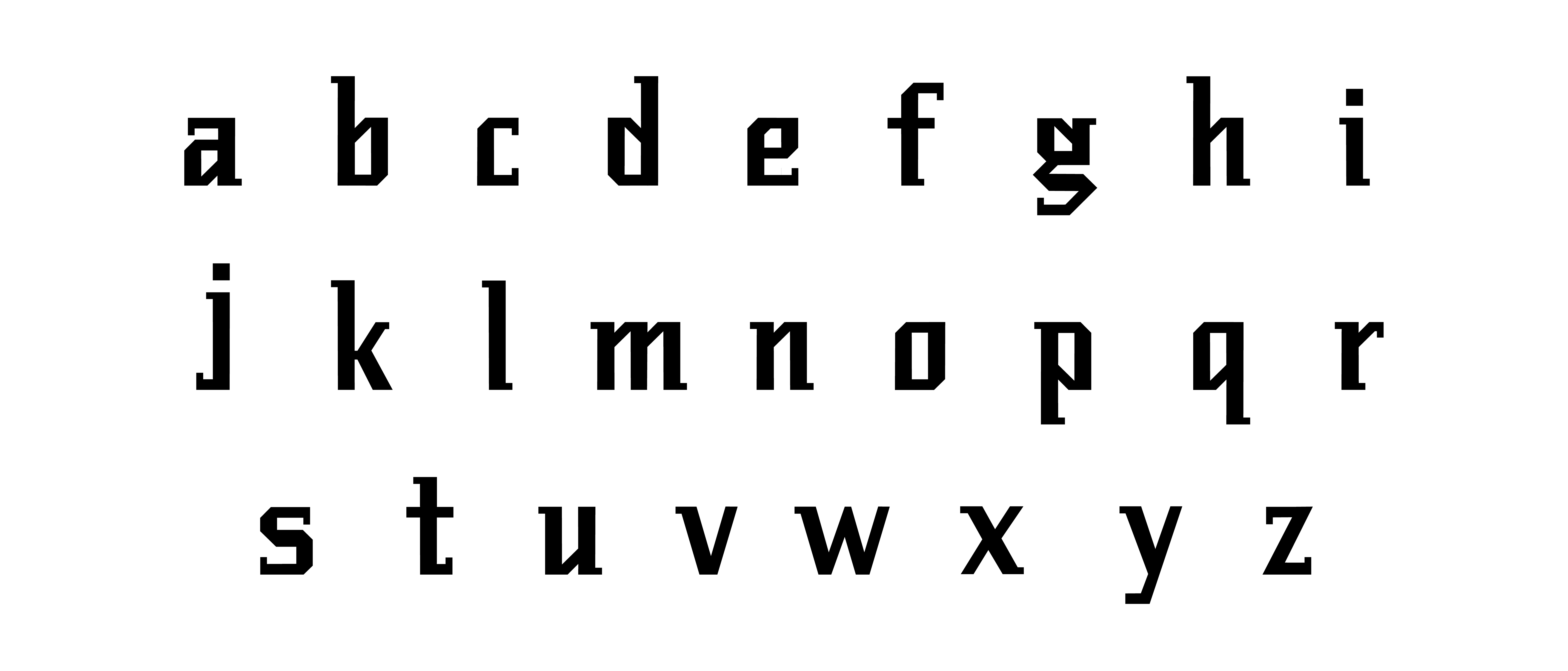 Complete Mendenhall lowercase alphabet and type specimen sheet