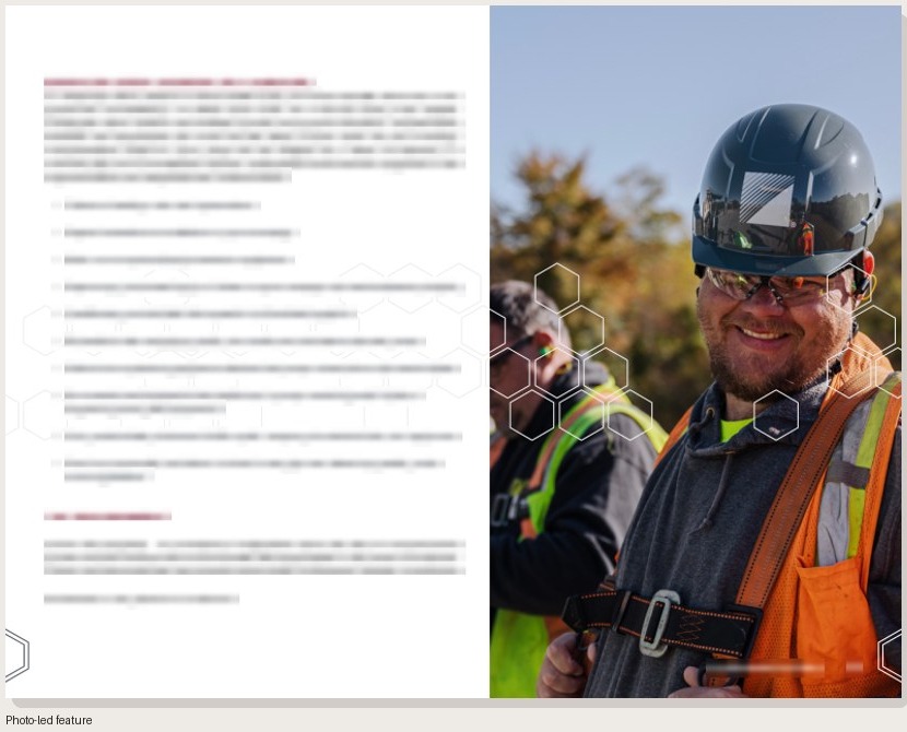 Sanitized handbook artifact combining neutralized copy and a worker photograph
