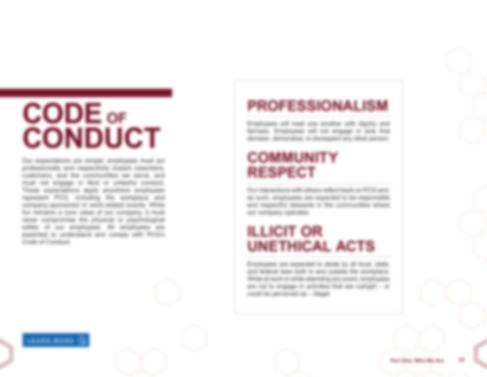PCG handbook Code of Conduct spread