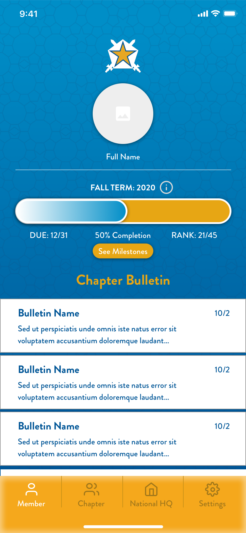 Original 2020 Pi Kapp App member dashboard export