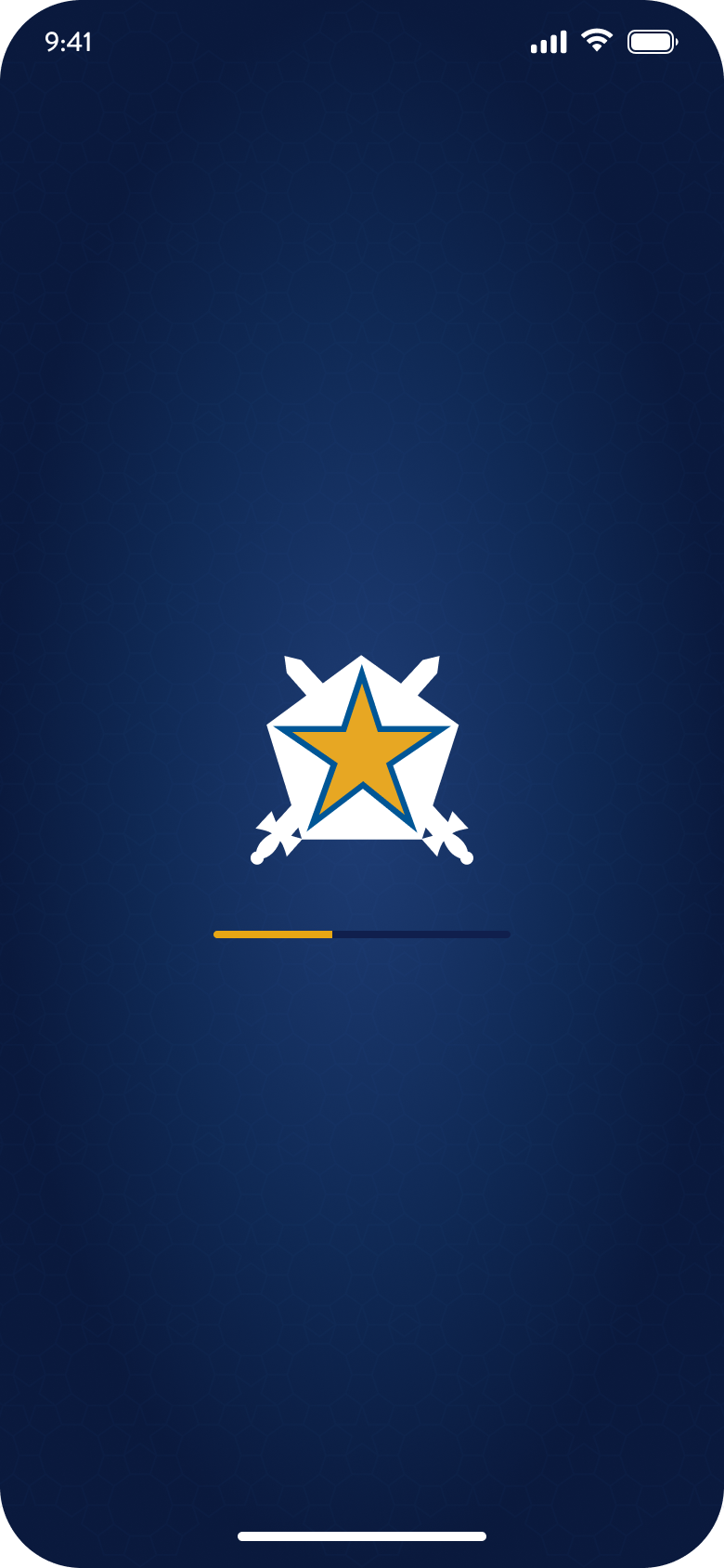 Owner-exported final Pi Kapp App launch screen with the star-and-swords mark