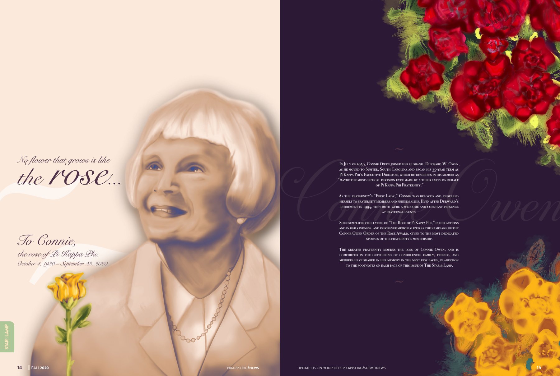 Fall 2020 — Connie Owen portrait tribute spread